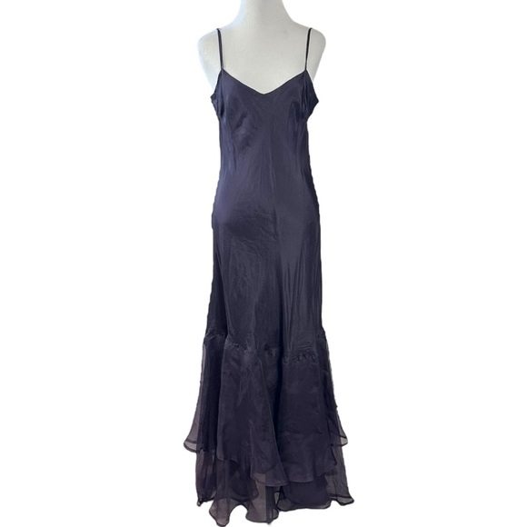 Vintage Tiar Silk Dark Purple Flower Fairy Maxi Dress Size Small WhimsyGoth USA - Picture 6 of 15